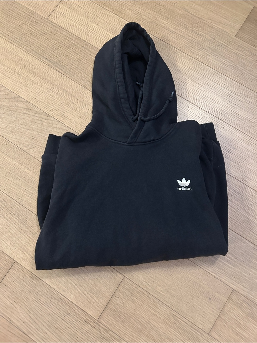 adidas Black Trefoil Pullover Hoodie with White Logo